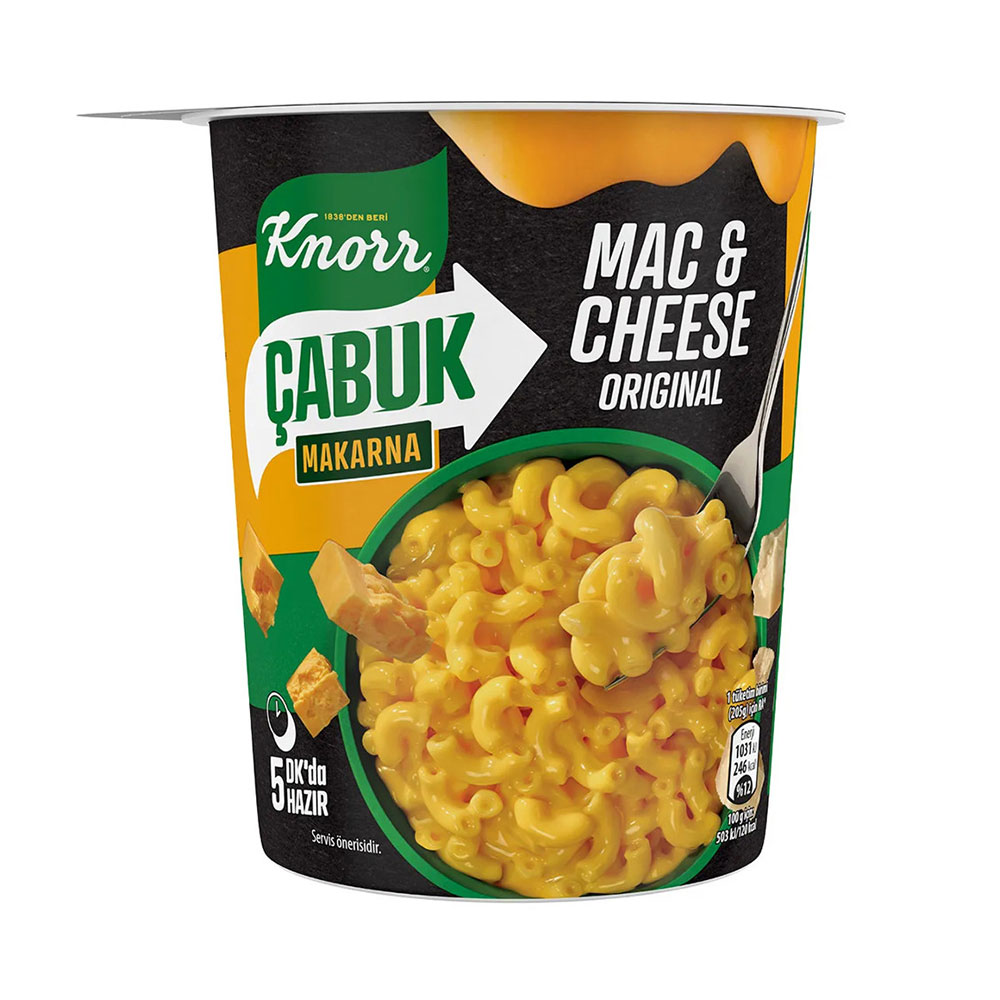 KNORR მზა მაკარონი ყველით (MAC&CHEESE) (ჭიქაში) 65გრ*12ც 8683130086094