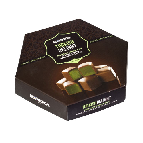 KOSKA ლუხუმი შოკოლადით მოცული პიტნის არომატით 140გრ*12ც