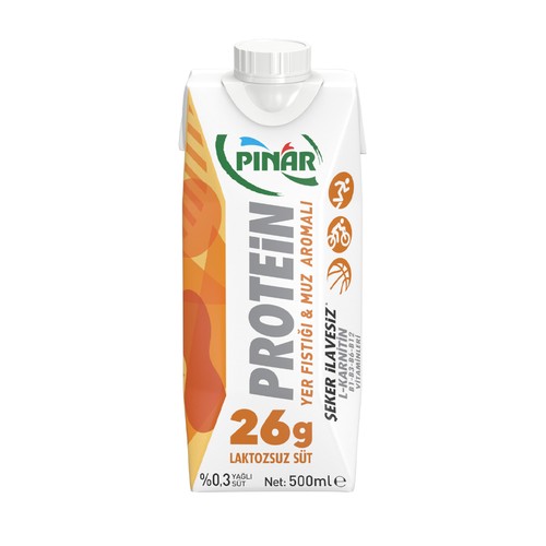 PINAR ულაქტოზო რძე 0,3% ბანანი-არაქისით და მეტი ცილით 500მლ*12ც