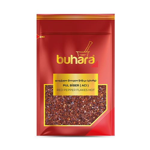 BUHARA წითელი წიწაკა დაღერღილი 60გრ*12ც(PUL ACI) 8692888101249