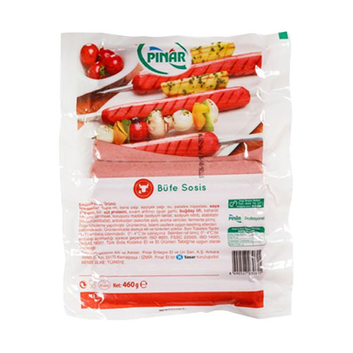 PINAR BUFE საქონლის სოსისი ბუფე 460რ*12ც 8690527030615